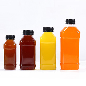 Disposable thickened transparent waisted square plastic bottle large capacity fruit juice beverage bottle