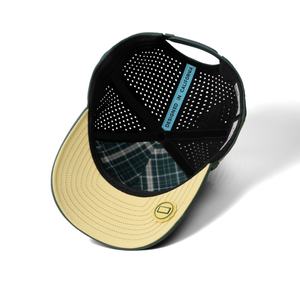 หมวกแก๊ปตาข่ายแบบกำหนดเอง OEM พร้อมโลโก้ 5 แผง ปีกโค้งเล็กน้อย แบบ Snapback ป้ายยางกันน้ำ หมวกกอล์ฟ - Product Image 5