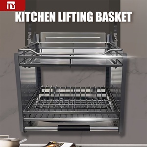 Modern Design Pull Down Dish Rack <b>Soft</b> Closing Organization Kitchen <b>Storage</b> Elevator <b>Basket</b> System - Product Image 1