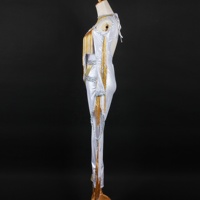 Justaucorps de danse en feuille d'or et d'argent à paillettes brillantes vêtements de danse latine gland à paillettes pantalons longs scène Performance Jazz Wear