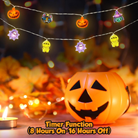 Guirlandes lumineuses LED pour Halloween, en plastique, fonctionnant sur piles, à intensité variable, pour intérieur, extérieur, fenêtre, porche, décorations, éclairage festif