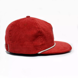 Diseño personalizado barato su propio logotipo en el sombrero de ala plana de pana gorra de correa ajustable de 5 paneles y sombrero clásico con cuerda - Product Image 3