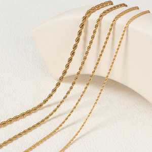 Cadena Ajustable de Titanio Delicada y Resistente al Deslustre, Joyería de Acero Inoxidable 316l, Cadena Trenzada Chapada en Oro PVD de 14k y 18k para Hombres y Mujeres - Product Image 5