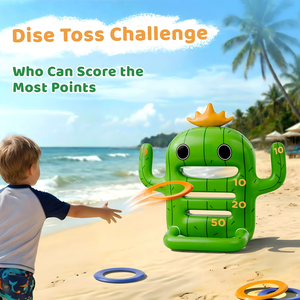 <b>Inflatable</b> Cactus Ring Toss <b>Game</b> with Scoring Holes for Pool & Indoor Outdoor Play - Product Image 3
