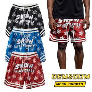 กางเกงบาสเก็ตบอลชายผ้าสแปนเด็กซ์โพลีเอสเตอร์คุณภาพสูง แบบสองชั้น มีซับในตาข่าย ความยาว 5 นิ้ว พิมพ์ลายดอกไม้ด้วยเทคนิคซับลิเมชั่น - Product Image 1