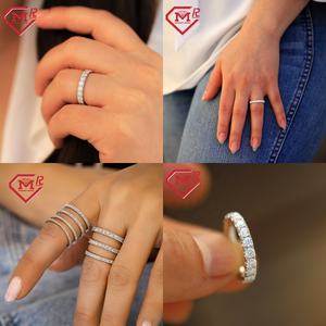 Anillo de boda de diamante de laboratorio personalizado 925 Plata 2mm 3mm 4mm eternidad anillo de diamante cultivado en laboratorio - Product Image 3