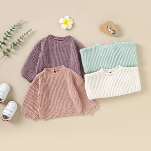 Mimixiong vente en gros de pulls en tricot épais de couleur unie douce faits à la main pour tout-petits bébé vêtements tricotés pull pour fille garçon Ropa <span class=keywords><strong>Bebe</strong></span> - Product Image 3