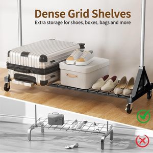 Perchero de Ropa Resistente de 600 LBS con Doble Barra, Perchero Rodante con Ruedas Bloqueables y Estantes de Almacenamiento, Ajustable y Autónomo - Product Image 5