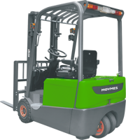 Chariot élévateur électrique miniature à trois roues MOVMES avec batterie lithium-ion portable, capacité de levage de 1,6 à 2,0 tonnes, pneus pleins, hauteur de levage de 3 à 6 m