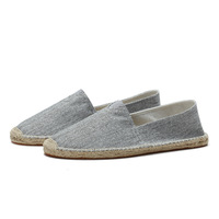 Espadrilles d'été en lin, mocassins en toile tressée à la main, chaussures plates décontractées à enfiler