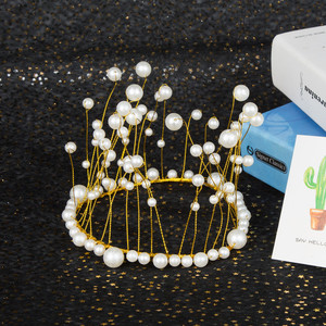 Tassel Crown Cake Ornament Pearl <b>Decor</b> Round Birthday Party Wedding Cake Accessories - Product Image 4