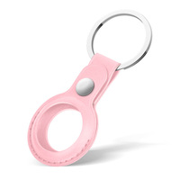 Étui en cuir PU pour AirTag compatible avec le localisateur AirTag, étui de protection pour tracker anti-perte, couleur unie minimaliste en PU