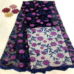 Dentelle brodée florale colorée DELACE, tissu brodé floral, tissu en dentelle simple et élégant - Product Image 1