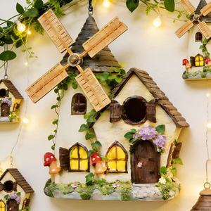 Wat dan ook, waterdicht handgemaakt beschilderd wit huis vogelhuisje ornament buitenplaats tuin balkon hars desktop decoratief - Product Image 3