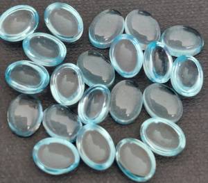 Lote de 5 piezas de topacio azul cielo natural de 3x5 mm, cabujón ovalado, piedras sueltas para fabricación de joyas - Product Image 1