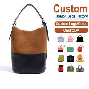 Sac bandoulière en cuir pleine fleur véritable – Design bicolore en daim marron et cuir noir, style minimaliste |   Personnalisation OEM - Product Image 1
