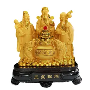 Productos Feng Shui Deidades de tres estrellas Fuk Luk Sau Estatua China Fu Lu Shou Dios de la riqueza Estatua de Buda Decoración para el hogar