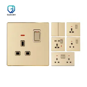 T30 Leathery acrylic British s Black Grey Gold Silver electrical wall switch High Quality Wall Electrical Switches