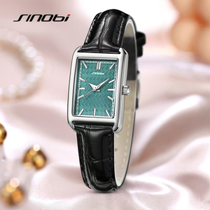 Montre femme Sinobi S9899L, luxe décontractée, carrée, simple, en silicone, étanche, sport, quartz, bracelet en maille, style antique, pièce de monnaie - Product Image 4