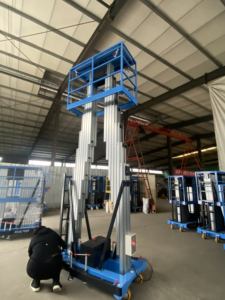 Plateforme élévatrice télescopique verticale à double mât en alliage d'aluminium, hydraulique et électrique, pour travaux aériens, 4m, 6m, 8m, 10m, 12m, 14m - Product Image 3