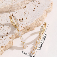 Pendientes de Aro Colgantes de Oro Laminado con Circonitas Cúbicas en Forma de Lágrima, Joyería Nupcial para Ella, Pendientes Colgantes Brillantes de Lágrima con Circonitas Cúbicas