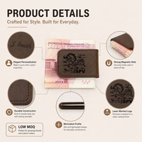 Penjepit Uang Kulit Sintetis Berukir Laser Magnet Kuat Kustom Penjepit Uang Lipat Dua Penjepit Uang Tipis Personalisasi Hadiah Promosi