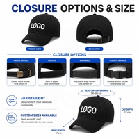 Casquette de baseball personnalisée à 6 panneaux en polyester de qualité supérieure, logo brodé, ajustable avec fermeture auto-agrippante, structurée