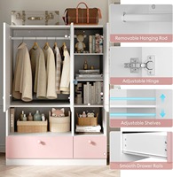 Armoire autoportante 3 portes en bois blanc Source Factory avec étagères ouvertes et 2 tiroirs pour chambre à coucher