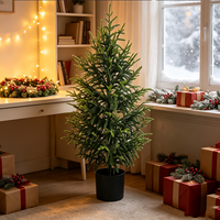 Pohon Natal Artifisial Realistis Berkualitas Tinggi Grosir, Pohon Pinus Hijau dalam Pot, Dekorasi Natal Dalam Ruangan, Dekorasi Rumah & Kantor untuk Liburan