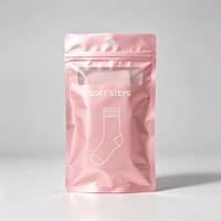Pochette Doypack transparente avec fenêtre, fermeture éclair refermable, trou de suspension, logo personnalisé, pour emballage de chaussettes en détail, prête à l'expédition