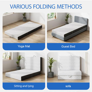 Colchón de espuma viscoelástica de tres pliegues, cama portátil de 3 pliegues de 15cm con cubierta antideslizante lavable extraíble para dormitorios, viajes, camping, invitados - Product Image 6