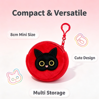 Vente directe usine : Porte-monnaie en peluche rond de 8 cm, mignon et portable, avec porte-clés, pour femmes, étudiantes, cadeau