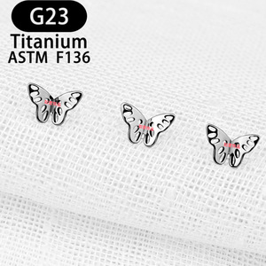 Butterfly Titanium ASTM F136 Hollow Threaded Earrings Lip <b>Studs</b> Ear <b>Cartilage</b> Piercing Jewelry - Product Image 2