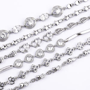 Joyería de Moda Bañada en Oro Blanco Joyería que No se Deslustra Pulsera de Circonita Cúbica Pulseras de Tenis de Diamantes Joyería de Pulsera de Trébol - Product Image 2