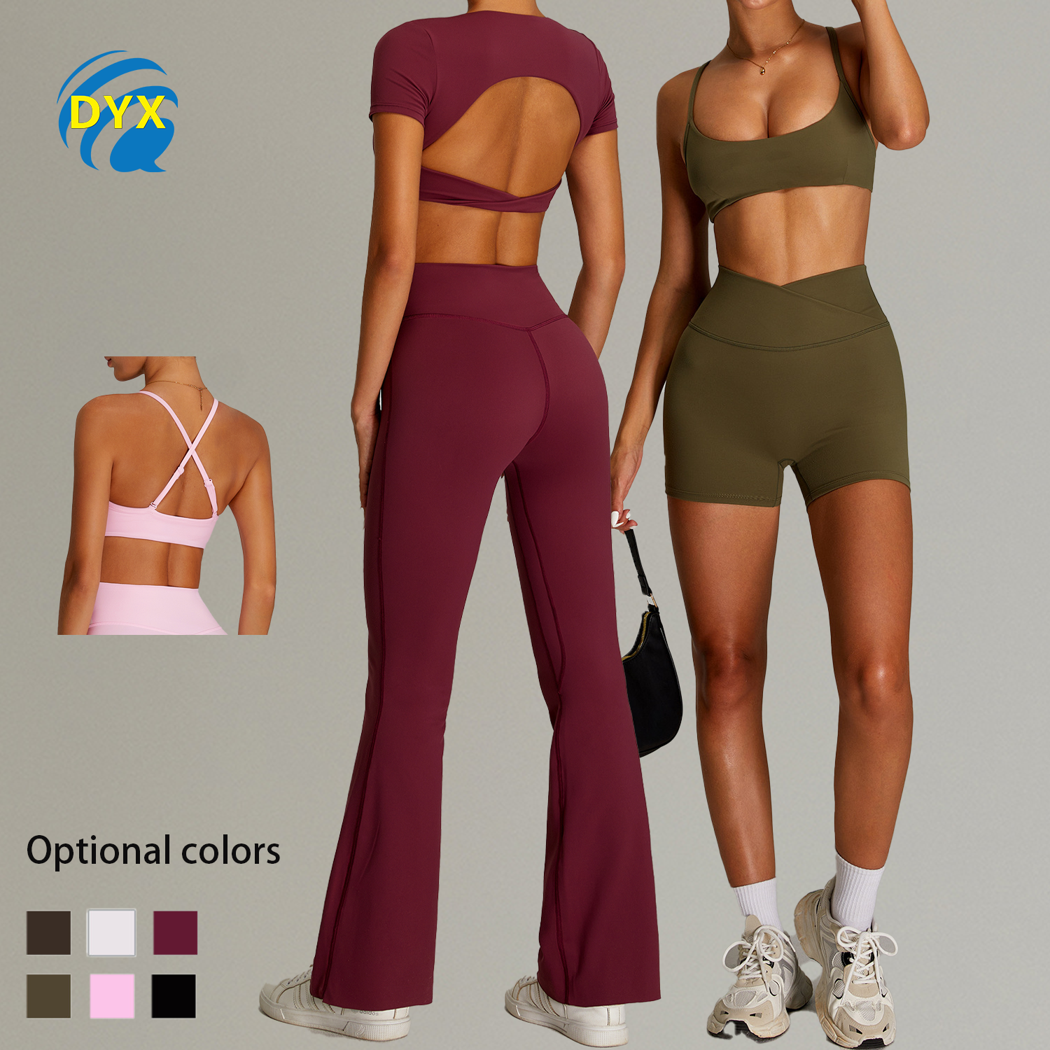 Free Sample Cross-Over High-Waisted Sports Set Bare-Skin Feel Tight-Fitting Quick-Dry Running & High-Intensity Yoga Wear