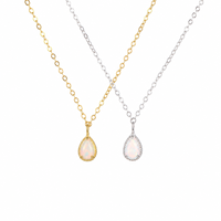 Collier pendentif goutte d'eau en opale australienne plaqué or 18 carats en argent sterling S925 de la marque SPJ, bijoux minimalistes raffinés