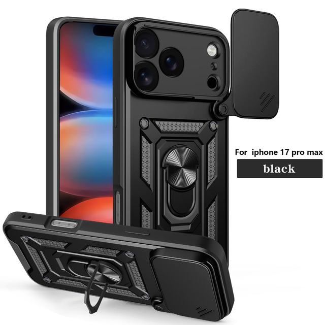 Smooth Sliding Camera Cover 7 Color Options Phone Cover 2025 Wholesale Cell Phone 360 Full Protective case for iphone 17 Pro Max