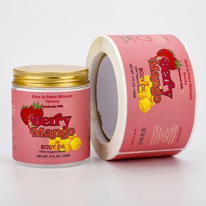สติกเกอร์กันน้ำสำหรับติดขวดเครื่องสำอาง พิมพ์ลายสีชมพู พร้อมโลโก้ส่วนตัว สำหรับผลิตภัณฑ์บำรุงผิวและน้ำมันทาตัว - Product Image 5