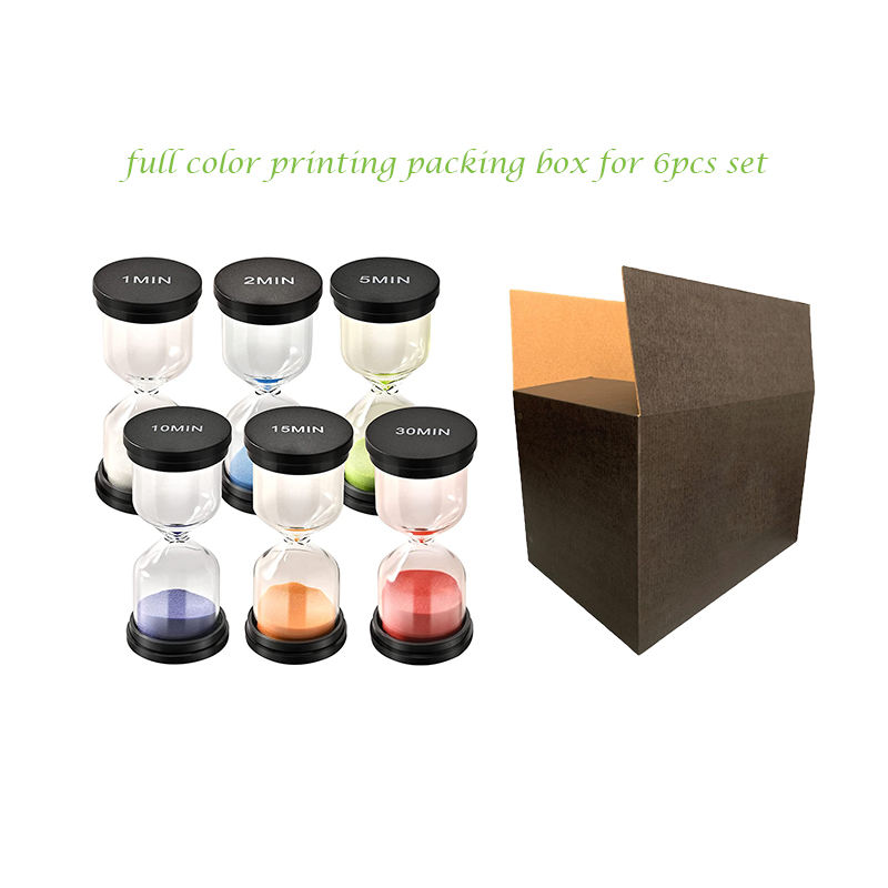 Colorful 1/3/5/10/15/30 Minutes Sand Timer Set Pack of 6pcs Hourglass Sand Timer for Kids Game Timer