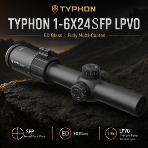 Mira Telescópica TYPHON 1-6X24 SFP LPVO, Alta Potencia, Impermeable, para Caza, Aleación de Aluminio, Retícula Iluminada, Cristal ED con Recubrimiento Múltiple - Product Image 1