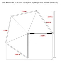 Auvent de voiture en alliage d'aluminium à 360 degrés, pentagonal, pour SUV, camping en plein air, imperméable, autoportant avec LED pour 4x4 tout-terrain et overland