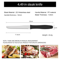 Ensemble de 6 couteaux à steak dentelés avec manche en PP couleur personnalisable, lame en acier inoxydable, boîte de couleur classique, ustensiles de cuisine