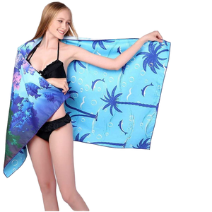 Toalla de playa de microfibra de ante impresa personalizada de secado rápido sin arena con logotipo de estilo turco novedoso para uso en verano hecha de gamuza - Product Image 2