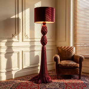 Lámpara de Pie de Estilo Boho Única, Soporte de Hierro, Pantalla de Macramé de Algodón Tejida a Mano, Color y Tamaño Personalizables, Lámpara de Pie para el Hogar - Product Image 4