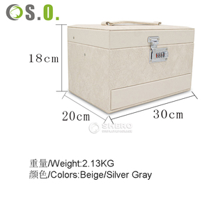 Caja de Joyería de Cuero PU Premium con Cerradura de Combinación, Estuche de Joyería de 3 Niveles con Espejo, Regalo para Mujer - Product Image 6
