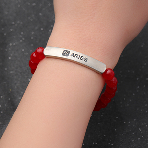 Classic Colorful Natural Stone <strong>Beaded</strong> <strong>Bracelets</strong> Custom Carve <strong>Logo</strong> Nameplate Stainless Steel Adjustable <strong>Bracelets</strong> - Product Image 6