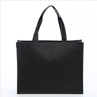 Sac de courses promotionnel en PP non tissé noir personnalisé pour supermarché, durable, design tendance avec logo imprimé
