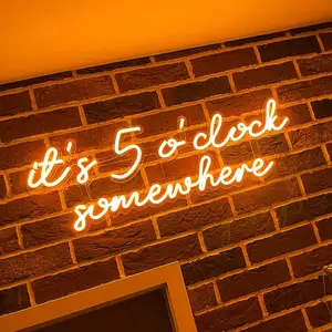It'S 5 O'clock Somewhere Neon Sign Led Word Light Beer Bar Pub Man Cave Neon Sign Wall Decor