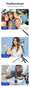 Perche à <span class=keywords><strong>Selfie</strong></span> Sans Fil F16 Multifonction Extensible avec Suivi Facial Anti-Secousse et Trépied de Diffusion en Direct pour Téléphone - Product Image 5