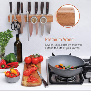 Bande de couteaux magnétique en bois de noyer de 16 pouces pour mur bloc de couteaux en bois d'acacia puissant magnétique pour couteaux et outils - Product Image 4